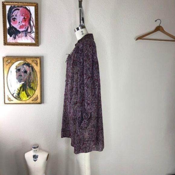 Rebecca Minkoff Silk Long Sleeve Caged Lace Up Tun - Picture 3 of 5